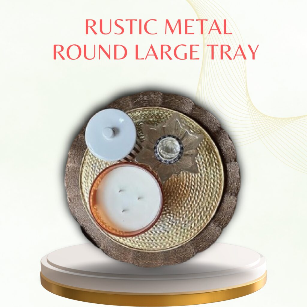 RUSTIC METAL ROUND LARGE TRAY