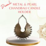 METAL AND PEARL CHANDBALI CANDLE HOLDER