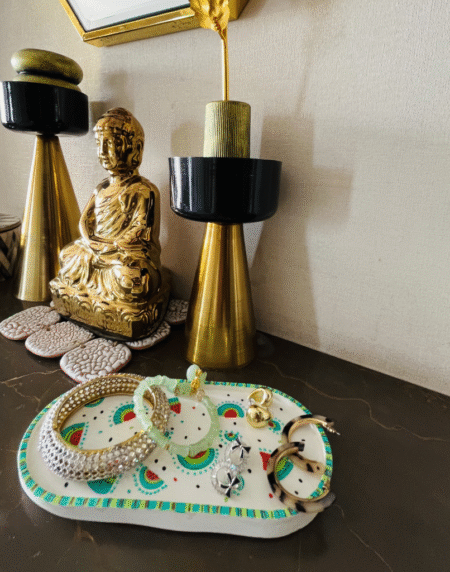 Deemeetastic Handcrafted Watermelon Trinket Tray, Multipurpose Jewellery, Makeup and Table Organiser, Home Decor Candle Tray