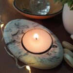 Tea Light Candle Holder Marble Effect & Pebble Shape