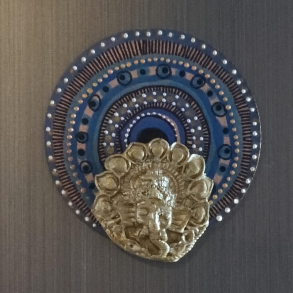 deemeetastic evil eye and ganesh handpainted fridge magnet