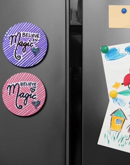 Deemeetastic Wooden Fridge Magnet (Pack of 2) Gift for Anniversary, Valentine, Wedding, Gift and Decoration for Husband - Wife, Boyfriend-Girlfriend, Him - Her, Men - Women