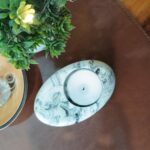 Tea Light Candle Holder Marble Effect & Pebble Shape
