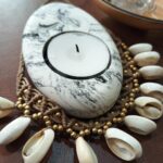 Tea Light Candle Holder Marble Effect & Pebble Shape