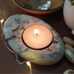 Tea Light Candle Holder Marble Effect & Pebble Shape