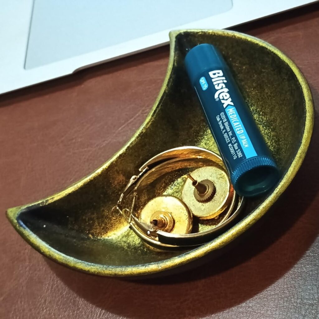 Half Moon Trinket Dish, Black and Gold